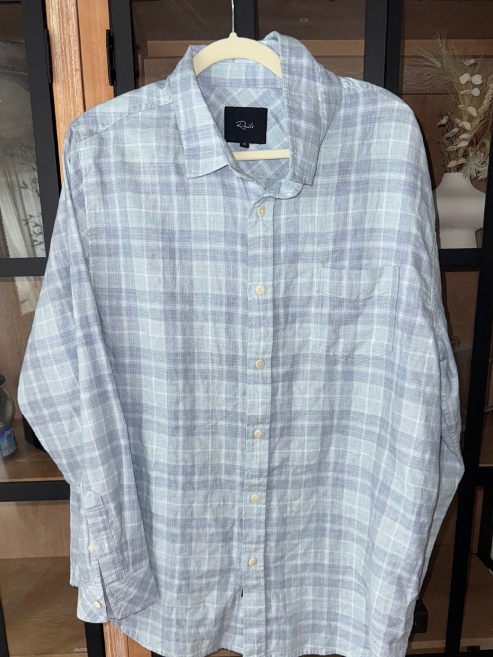 Rails Wyatt shirt long sleeve button down plaid bittermelon cloud melange cotton